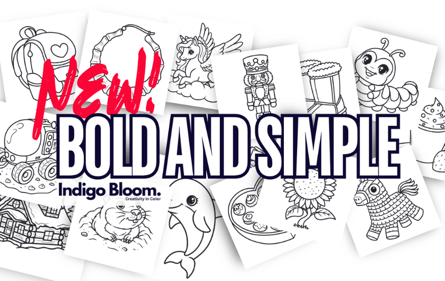 New Bold and Simple Coloring Books by Indigo Bloom - Creativity in Color