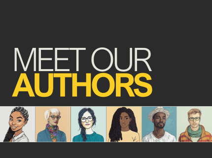 "Meet Our Authors banner featuring diverse illustrations of six authors.